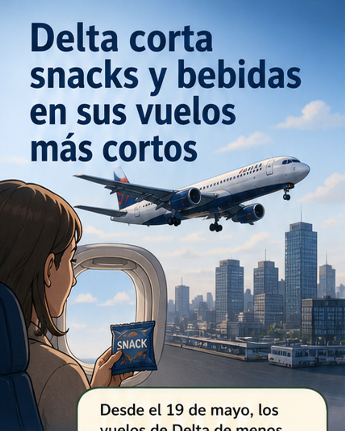 Delta deja de ofrecer comida en vuelos cortos