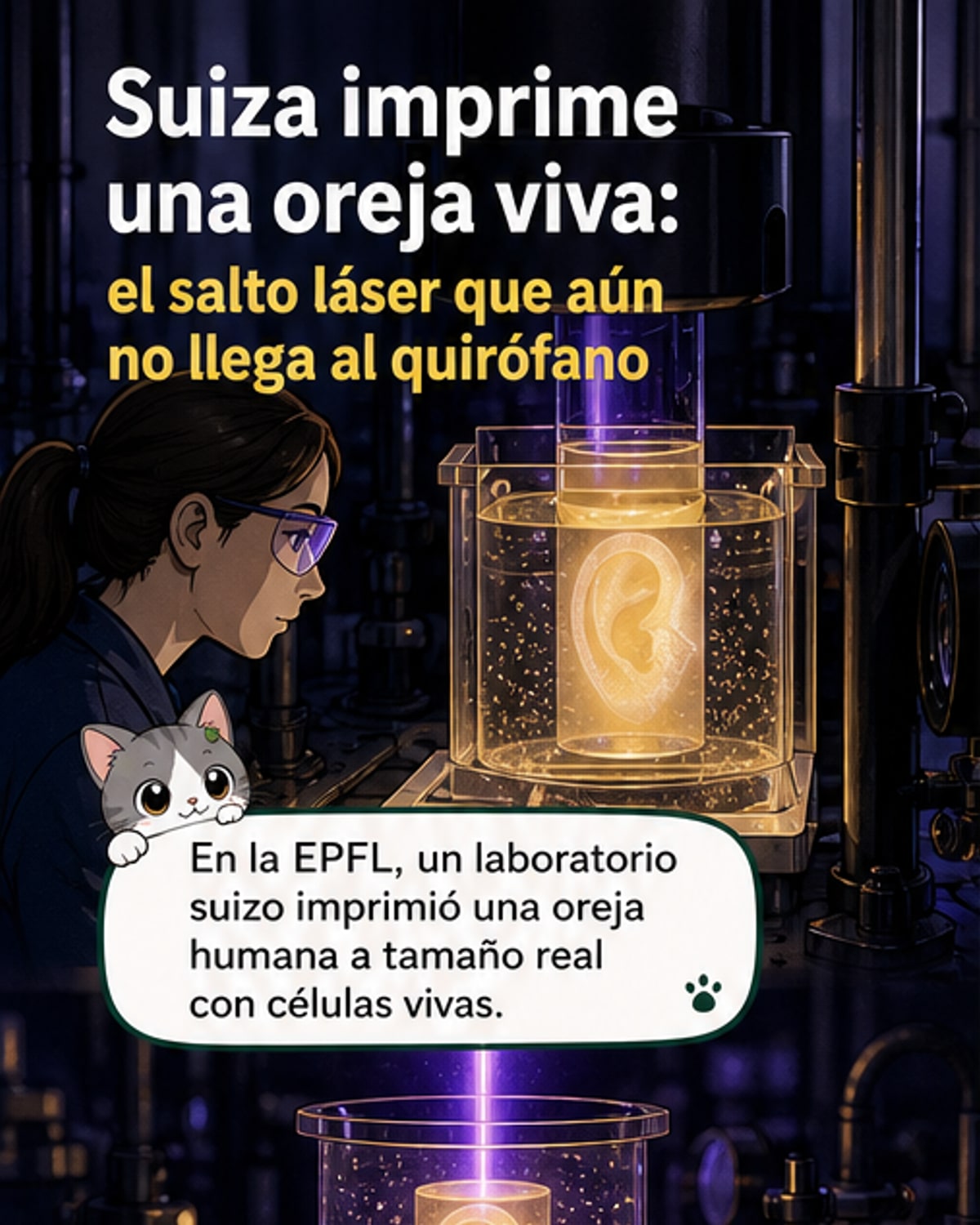 Suiza imprime una oreja 3D con células vivas