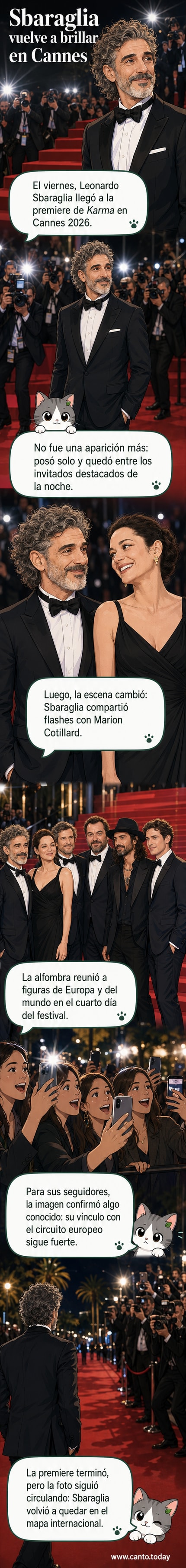Leonardo Sbaraglia y Marion Cotillard sonríen durante la premiere de 'Karma' en la alfombra roja del Festival de Cannes 2026.