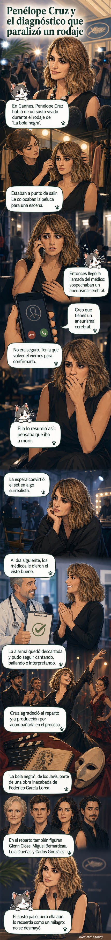 Penélope Cruz en una escena de 'La bola negra', con expresión intensa bajo luces dramáticas.