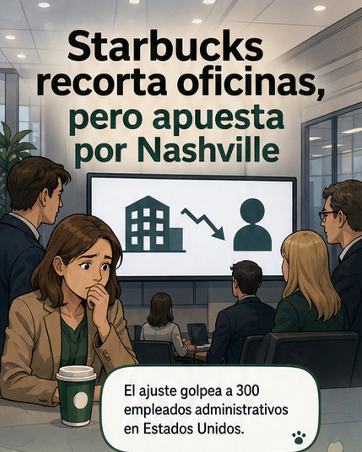 Starbucks cierra oficinas y despide a 300 empleados