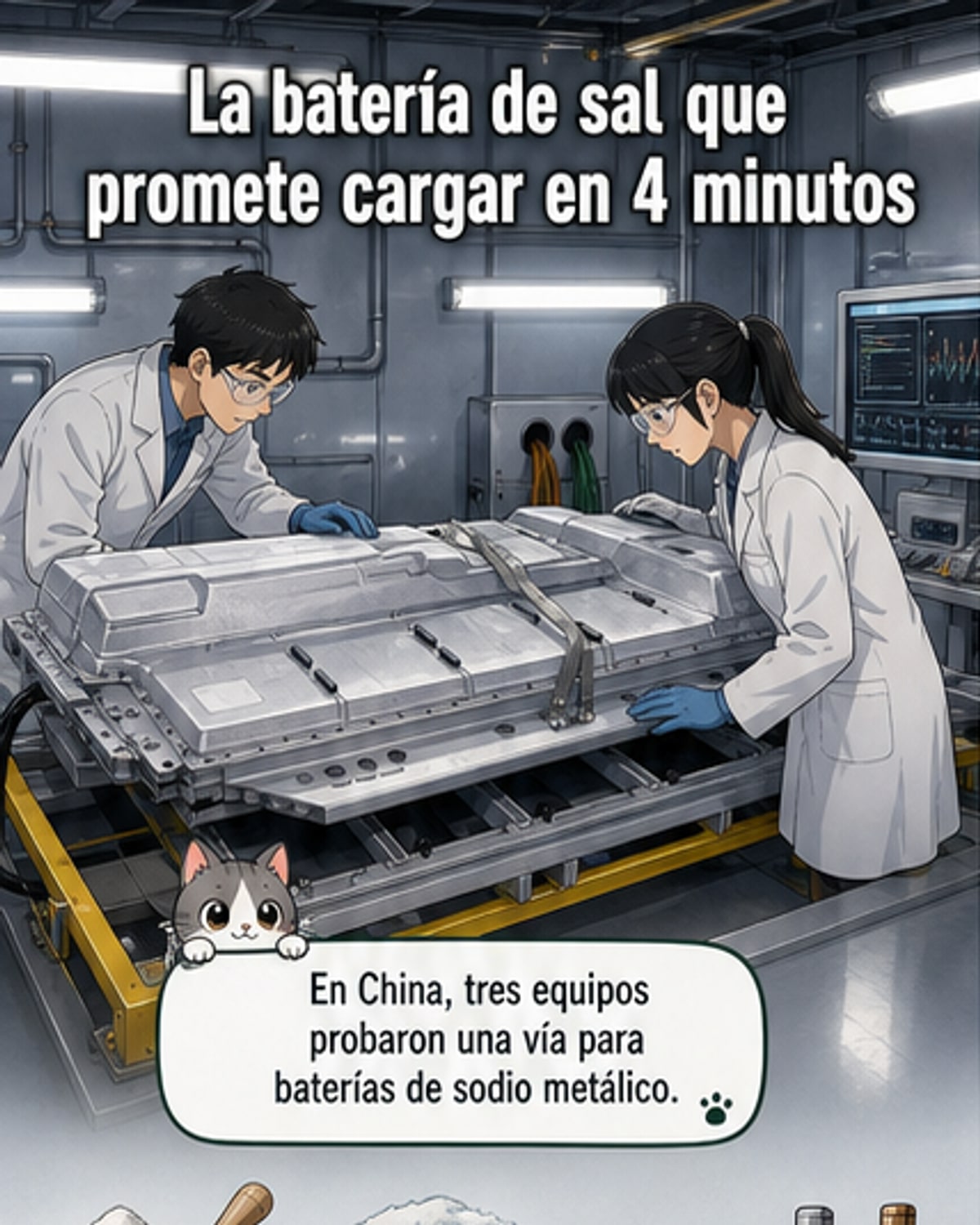 Batería de sal que carga en 4 minutos