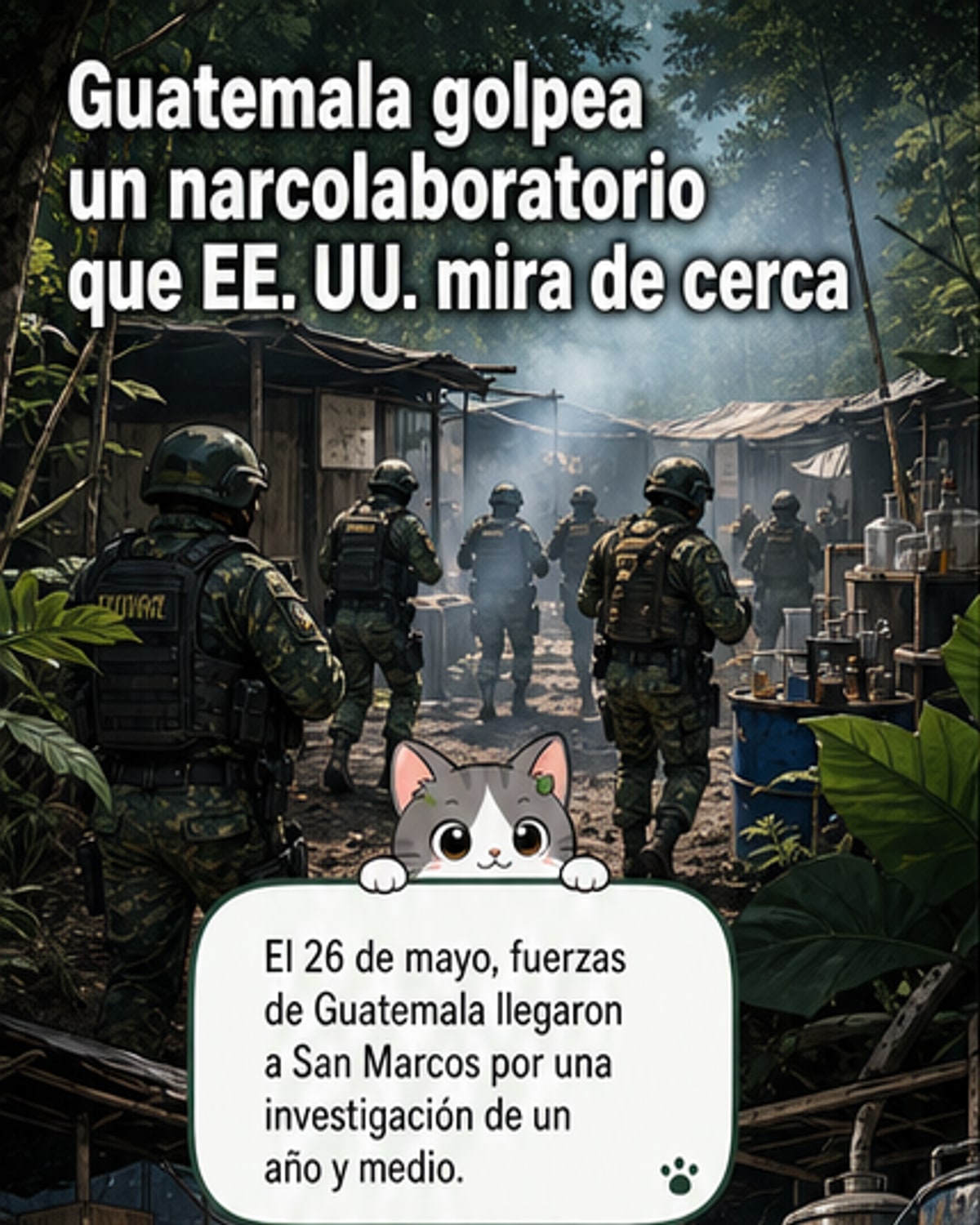Guatemala desmantela laboratorio de cocaína
