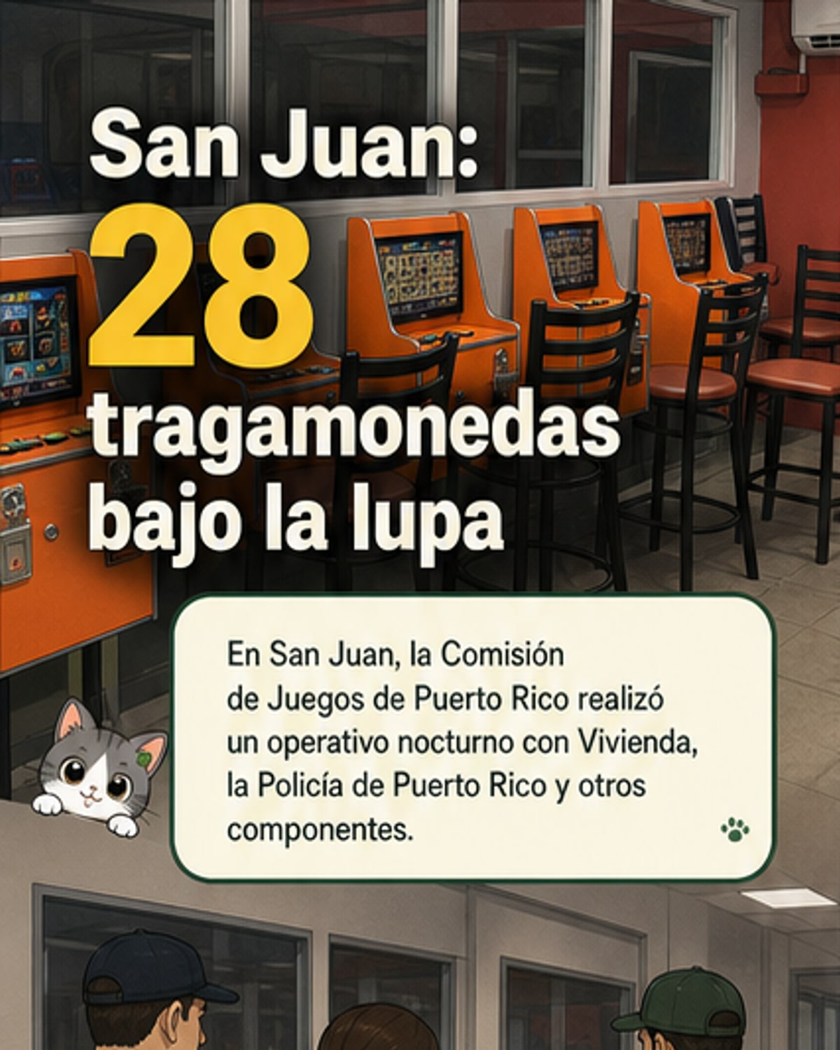 Decomiso de 28 tragamonedas ilegales en San Juan