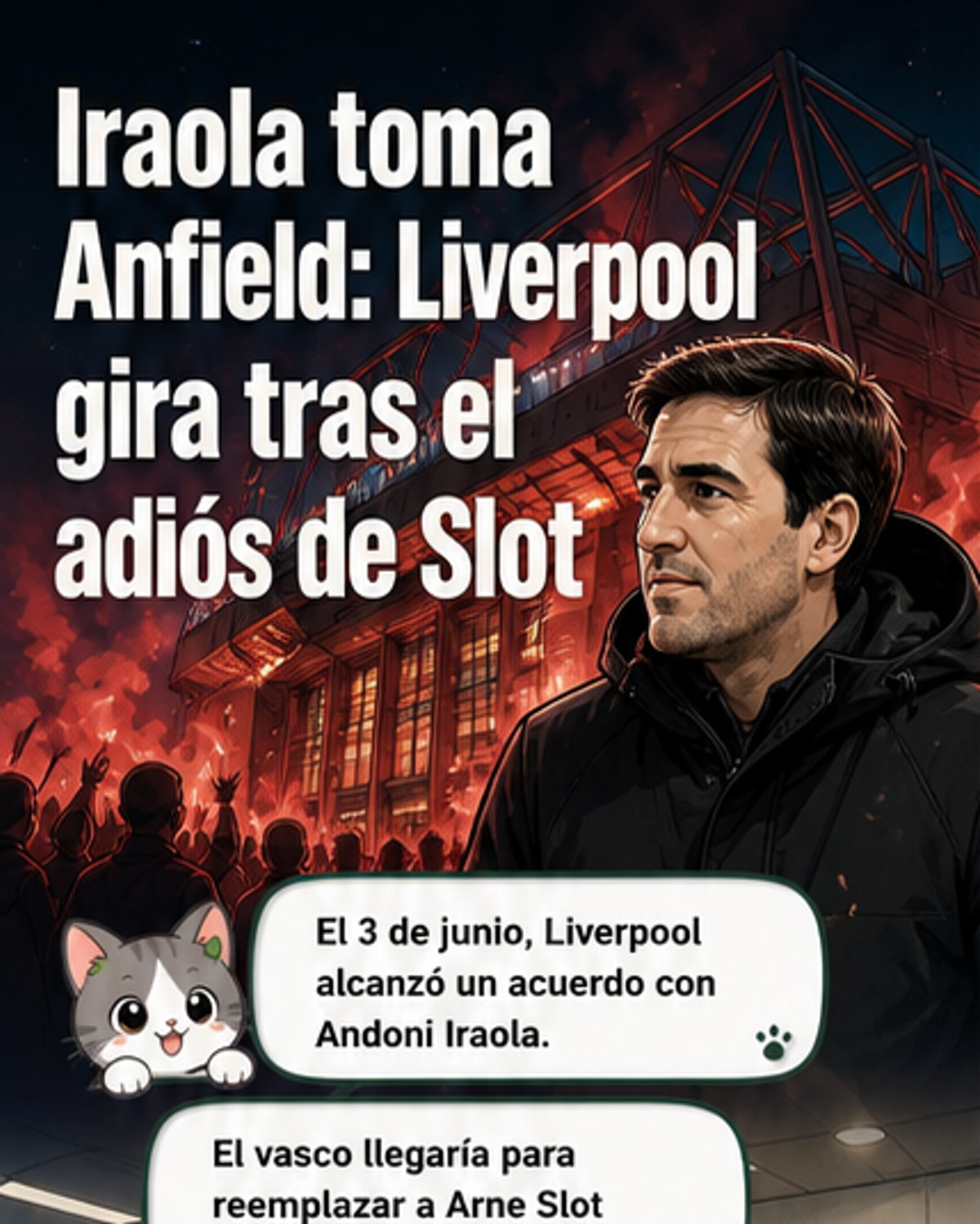 Iraola tomará las riendas del Liverpool