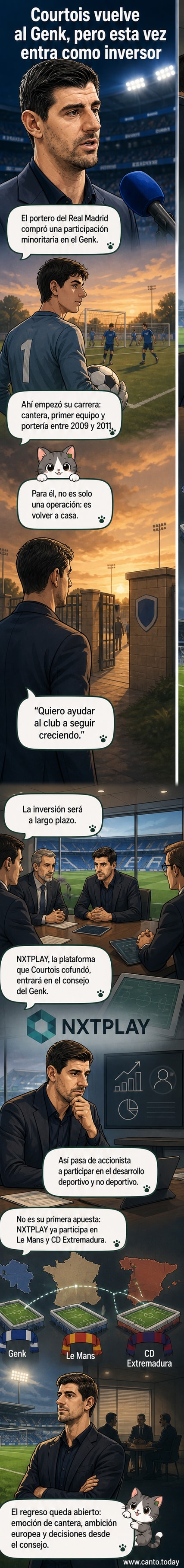 Portero Thibaut Courtois sonríe con la camiseta del Genk, su club formativo, mientras sostiene un contrato de inversión
