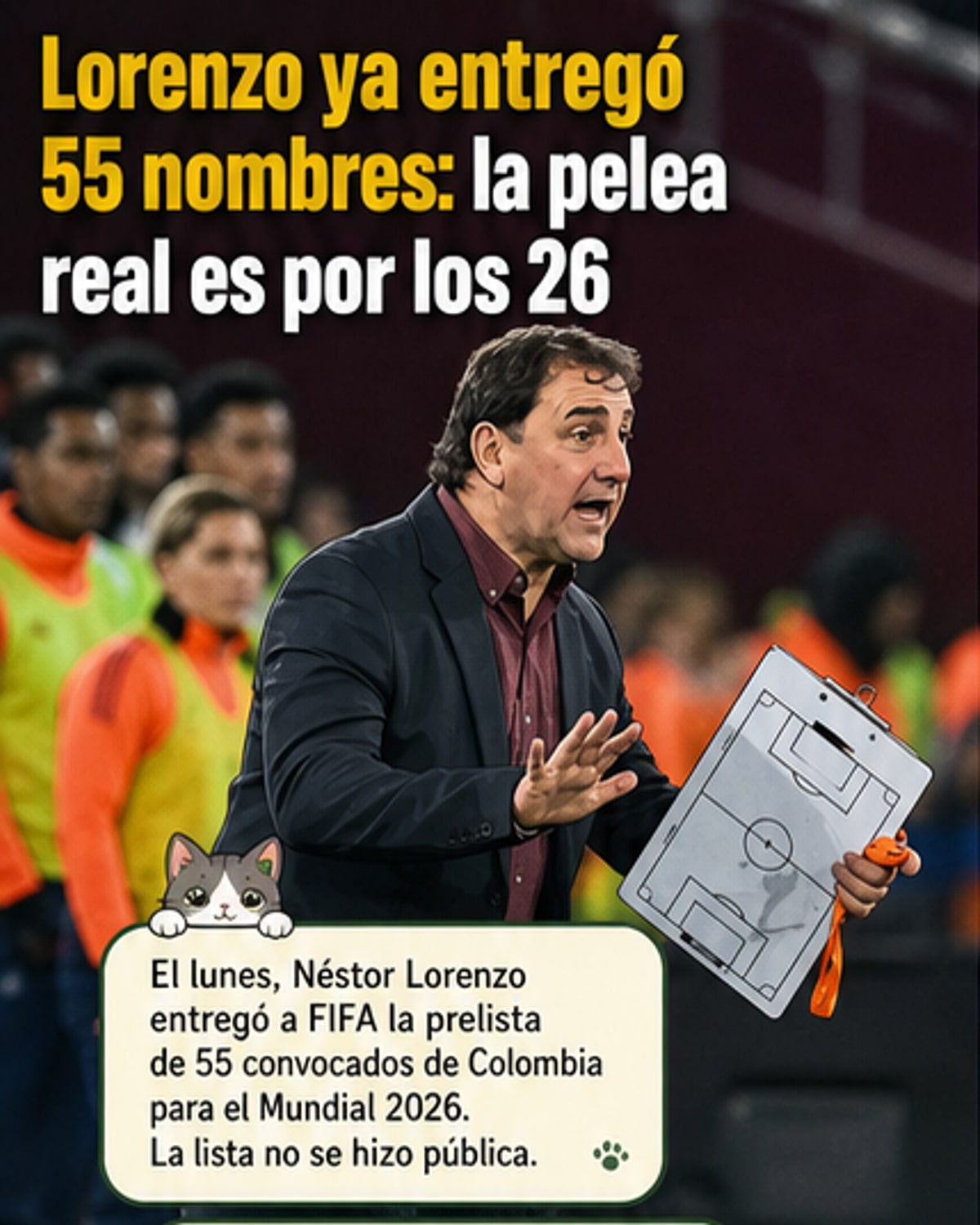 Lorenzo define prelista de 55 para el Mundial