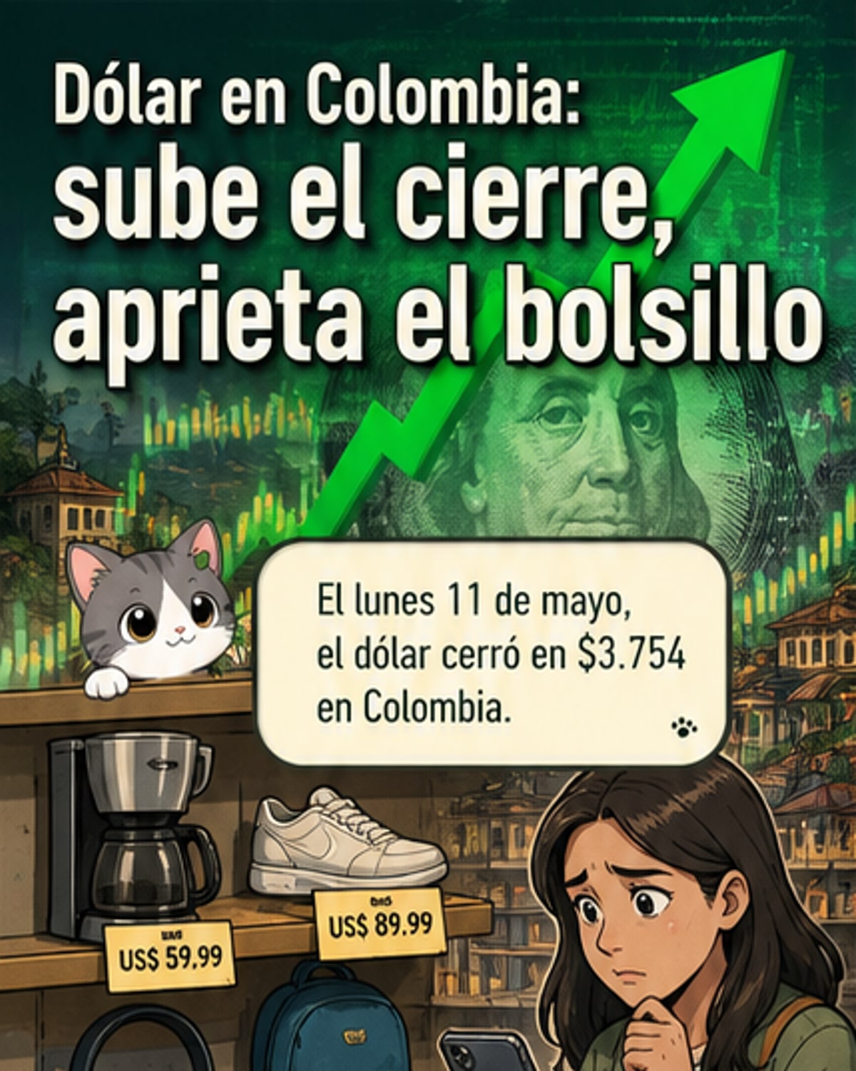 Dólar cerró más caro en Colombia