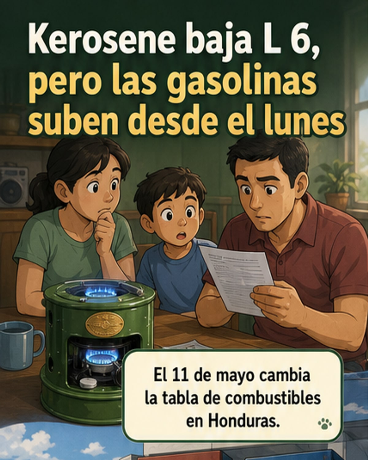 Gasolina sube, kerosene baja