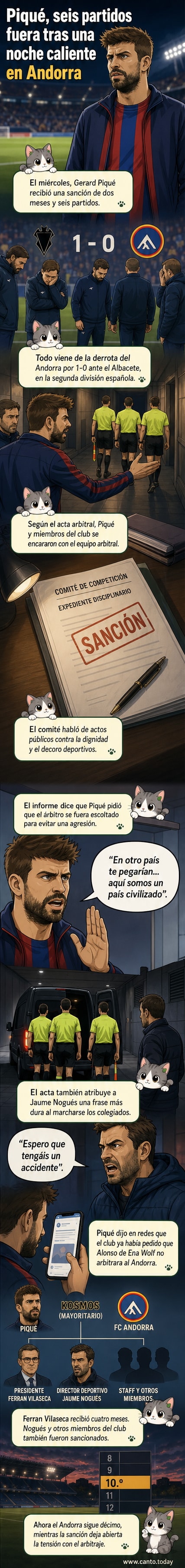 Gerard Piqué en el banquillo del FC Andorra, con expresión intensa, tras la derrota ante Albacete.
