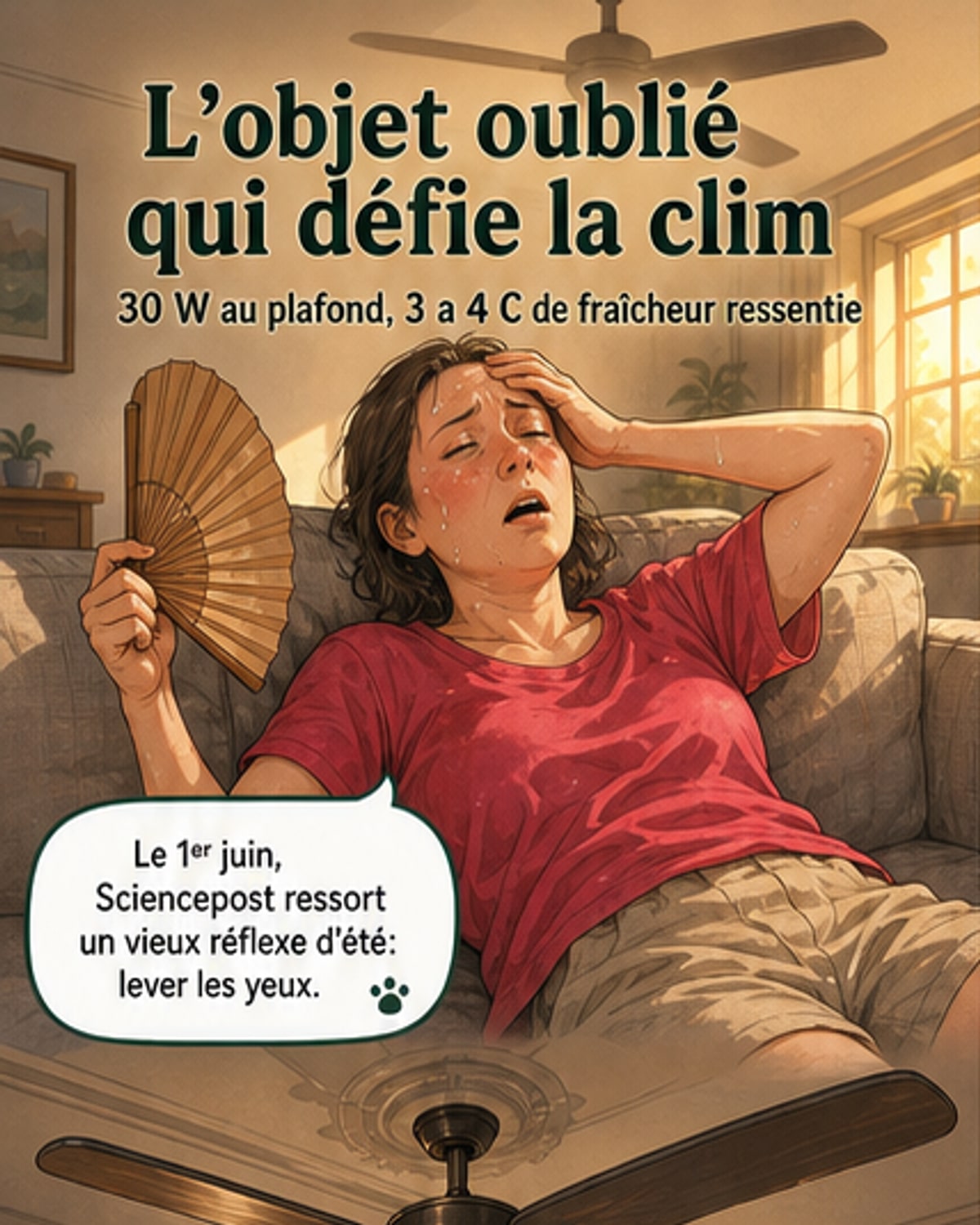 Ce ventilateur de plafond consomme 30 W
