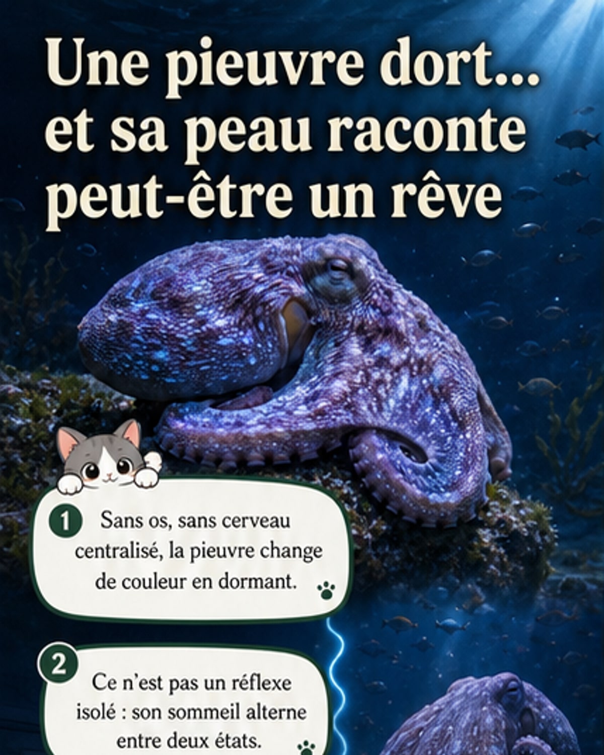 Une pieuvre change de couleur en dormant
