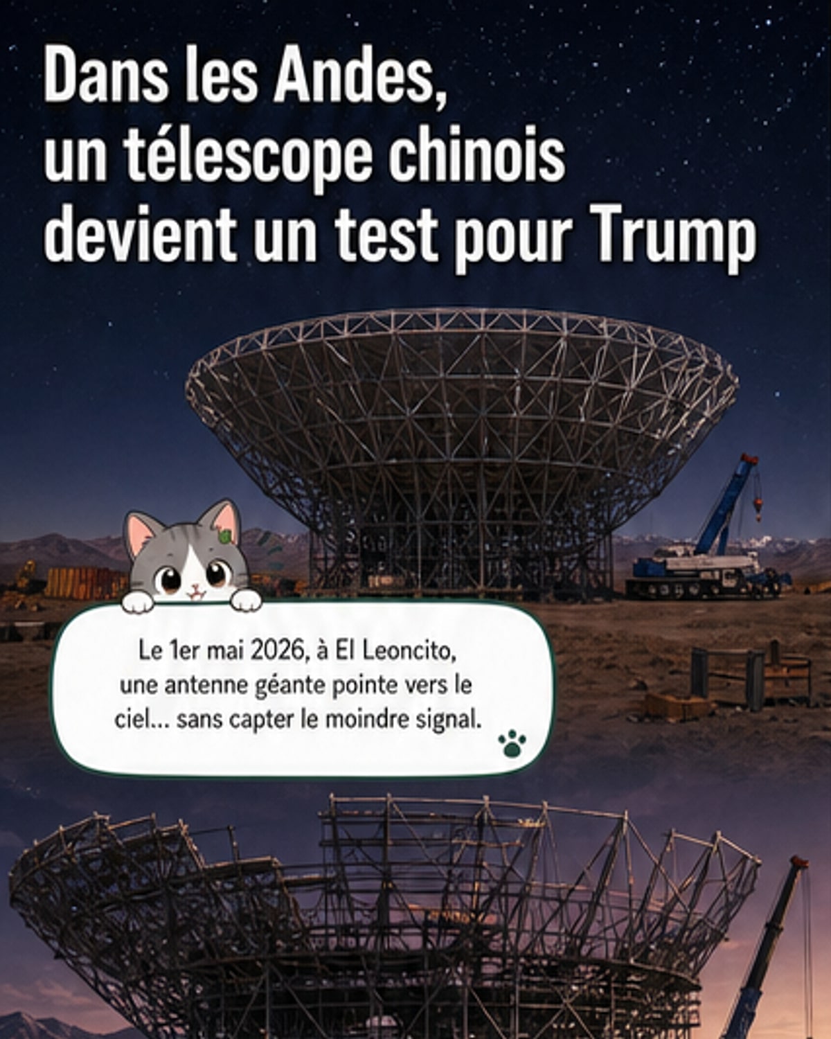 Le télescope chinois bloqué dans les Andes