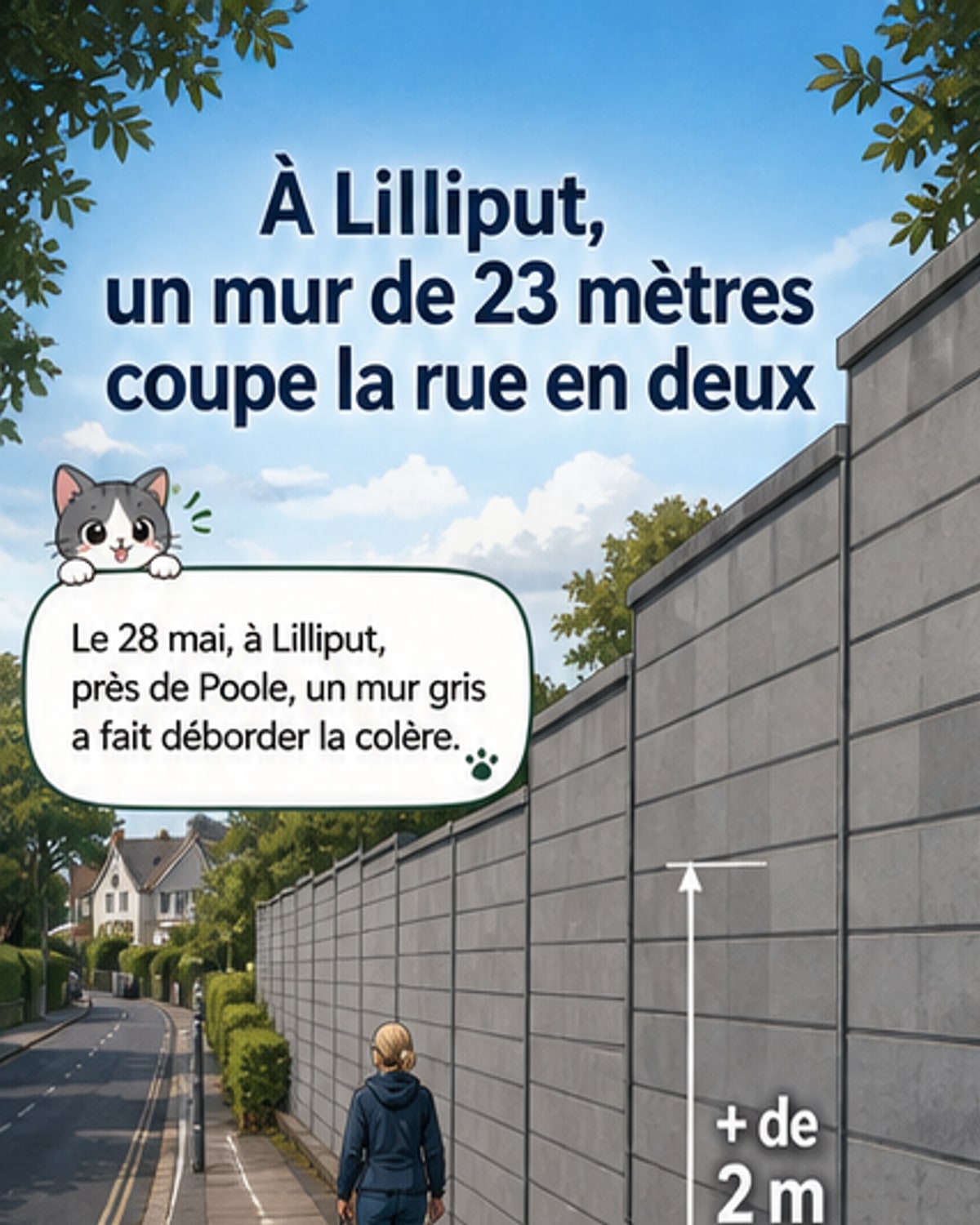 Un mur de béton divise un quartier huppé