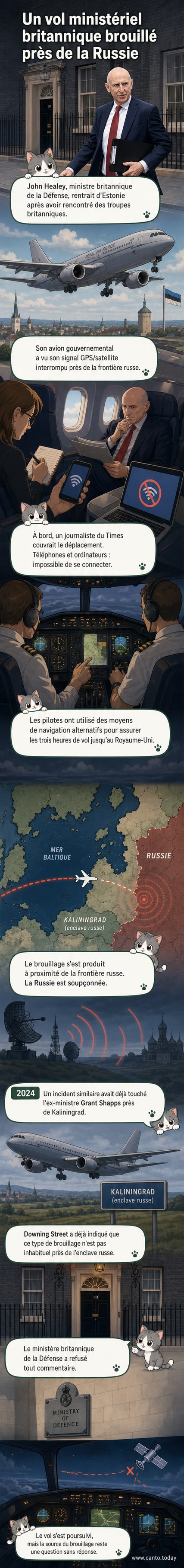 Illustration d'un avion de la Royal Air Force avec des interférences GPS, survolant une zone proche de la frontière russe.