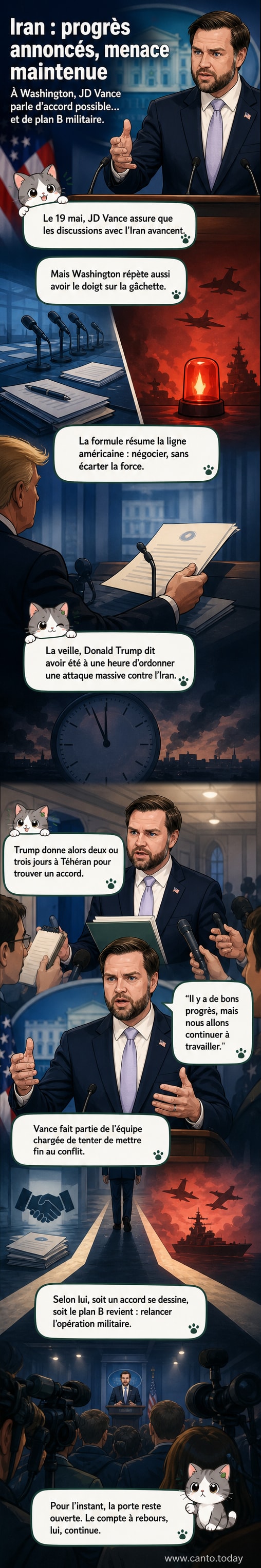 Le vice-président américain JD Vance lors d'une conférence de presse à la Maison Blanche, évoquant les discussions avec l'Iran.