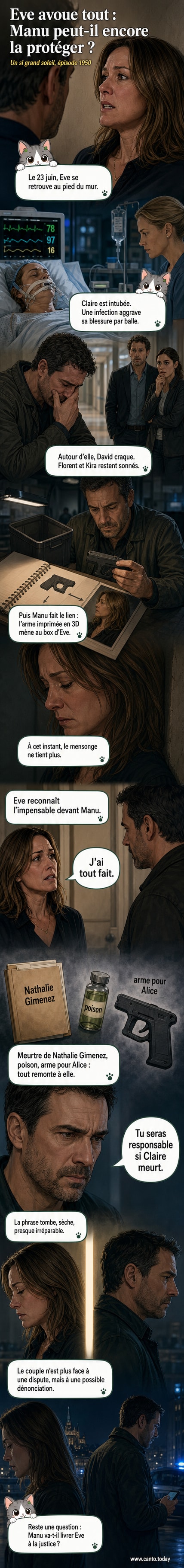 Éve et Manu se font face dans une scène tendue, sous un ciel menaçant à Montpellier.