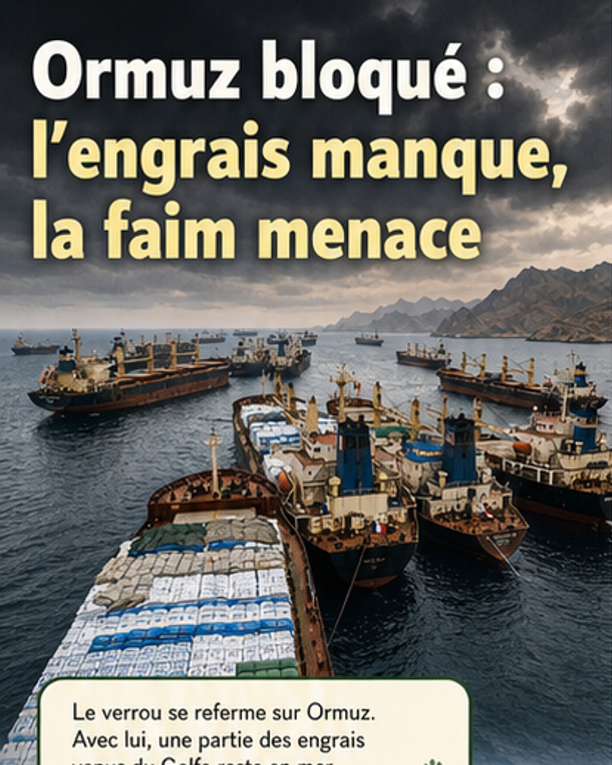 Blocus d'Ormuz : crise alimentaire mondiale