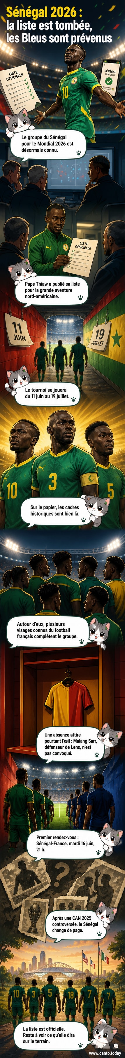 Drapeau sénégalais et photo d'équipe avec Mané, Koulibaly et Gueye en tenue officielle