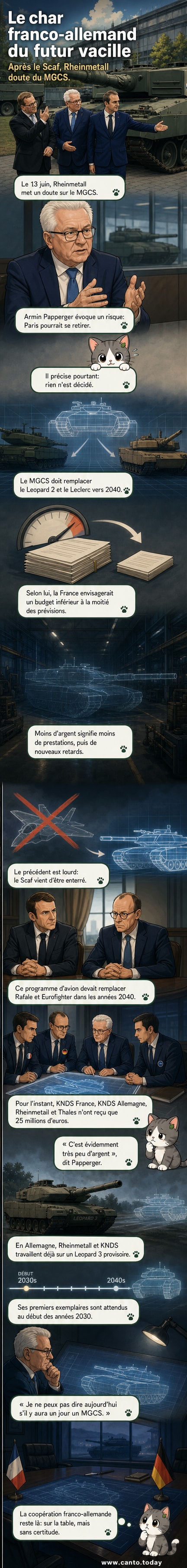 Le ministre allemand de la Défense Boris Pistorius et le ministre français Sébastien Lecornu posent devant un char Leopard 2 A4 sur le site de Rheinmetall en juillet 2025.