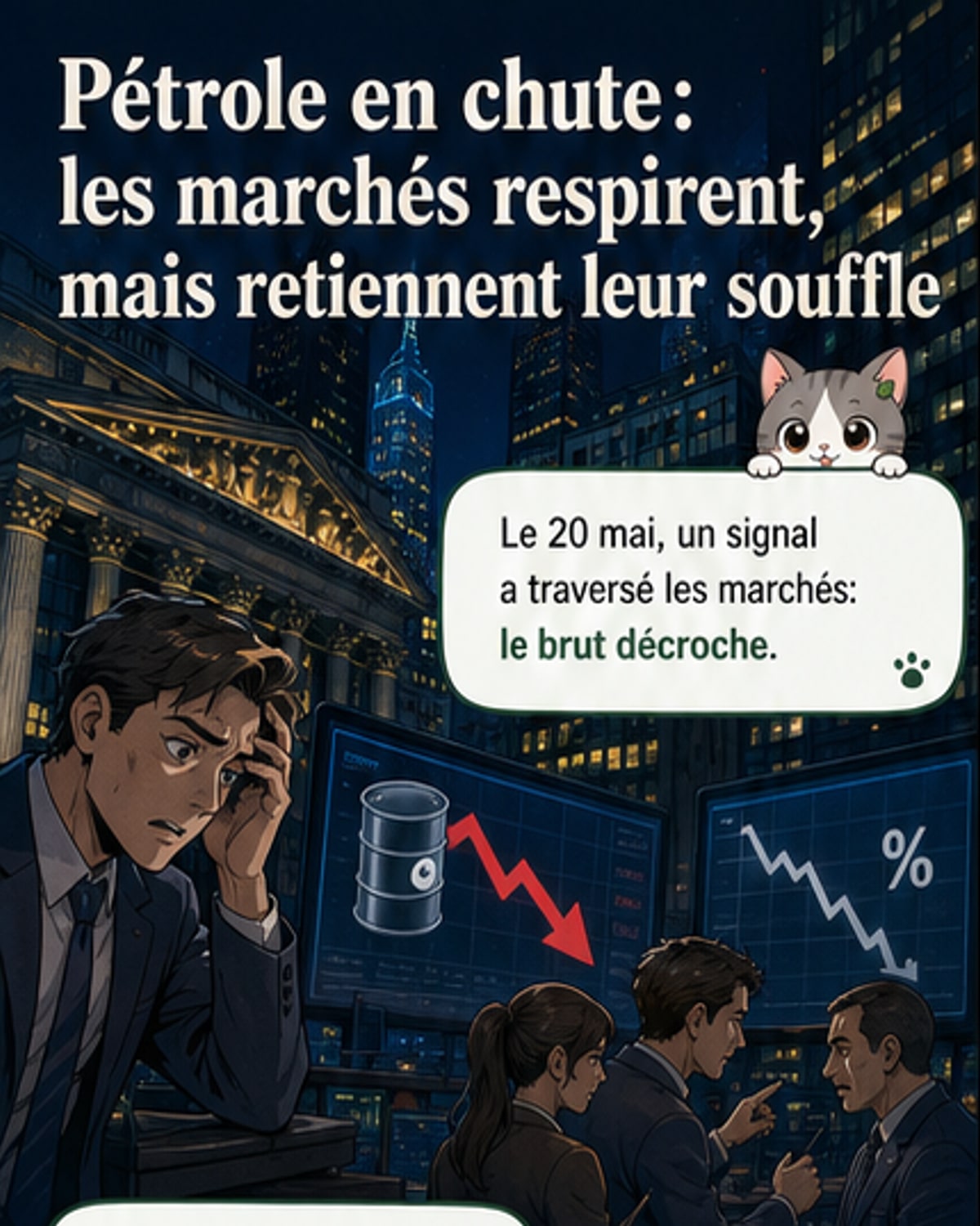 Le pétrole chute, soulagement pour les taux