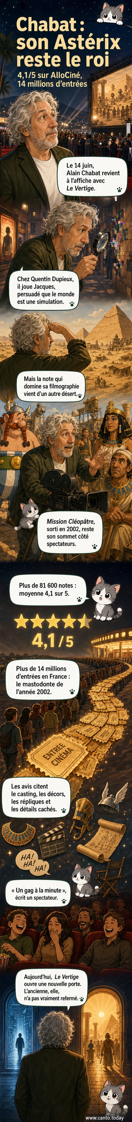 Affiche du film 'Astérix et Obélix : Mission Cléopâtre' avec Alain Chabat, Monica Bellucci et le duo Astérix-Obélix en tenue gauloise.
