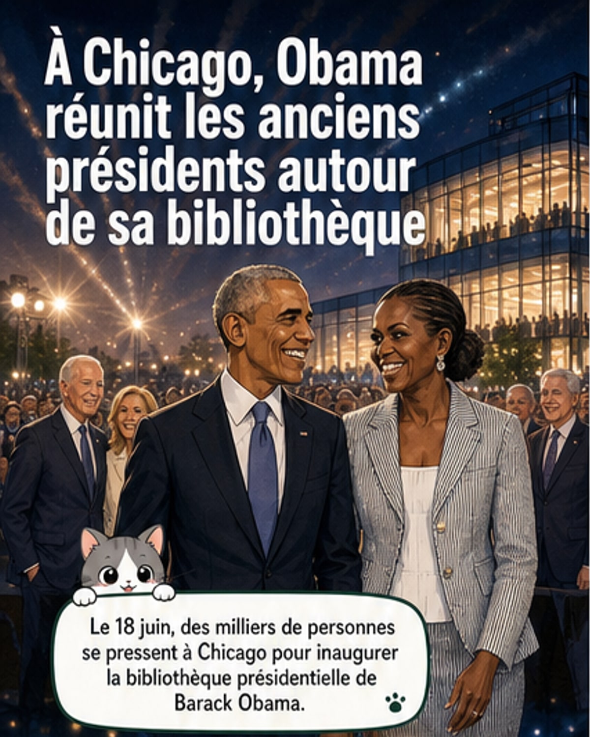 Obama inaugure sa bibliothèque présidentielle à Chicago