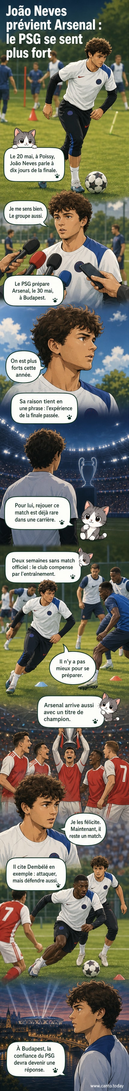João Neves en entraînement au PSG, regard déterminé, quelques jours avant la finale de Ligue des champions.