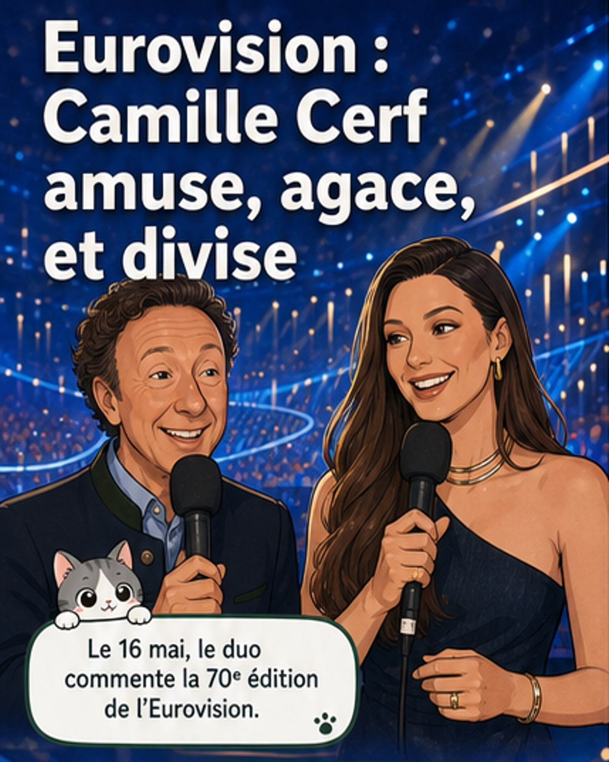 Camille Cerf taquine Stéphane Bern à l’Eurovision