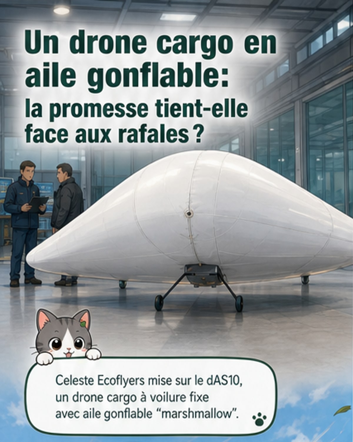 Un drone cargo avec une aile gonflable