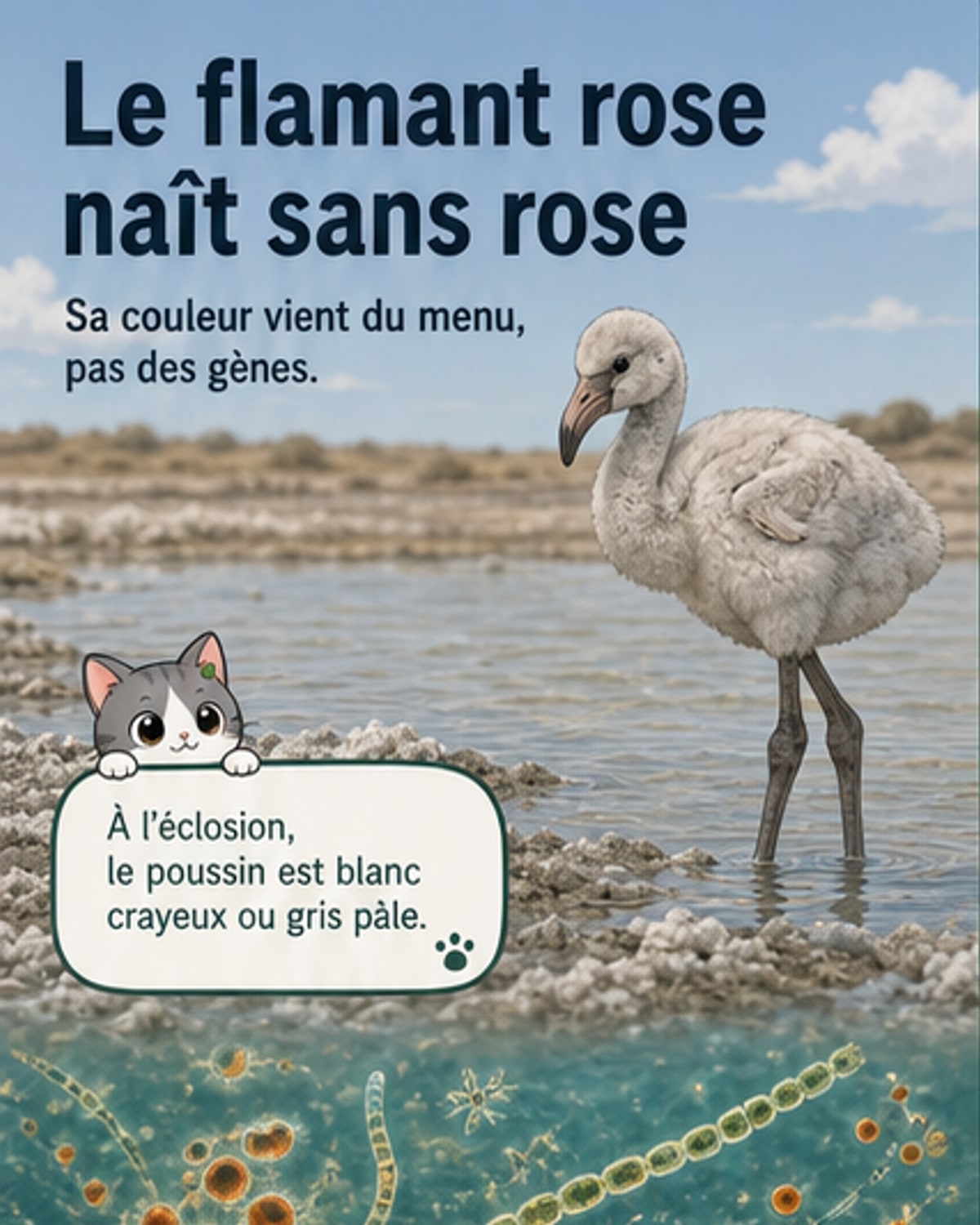 Le flamant rose ne naît pas rose