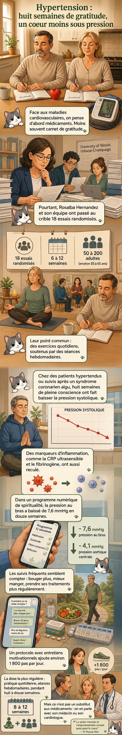 Illustration d'une personne méditant tranquillement, avec un cœur lumineux dans la poitrine et des ondes apaisantes autour, symbolisant l'effet positif de la pleine conscience sur la santé cardiaque.