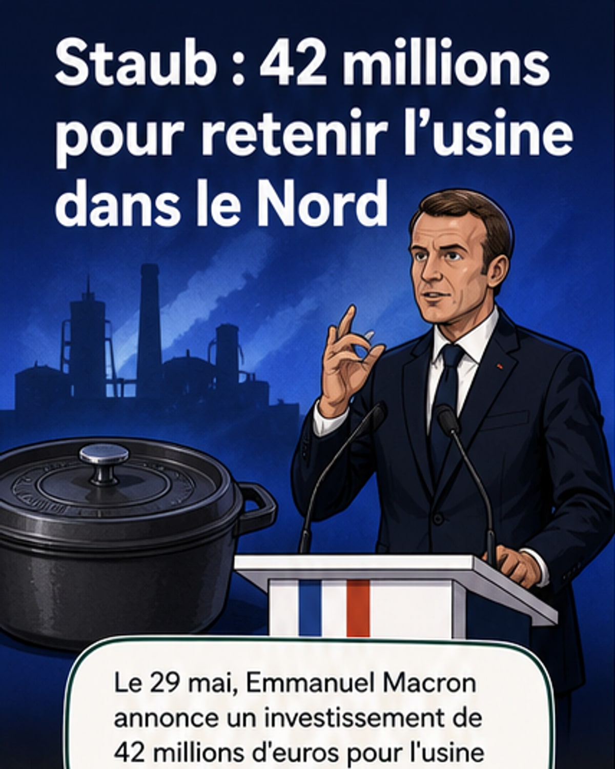 Macron annonce 42 M€ pour sauver une usine française