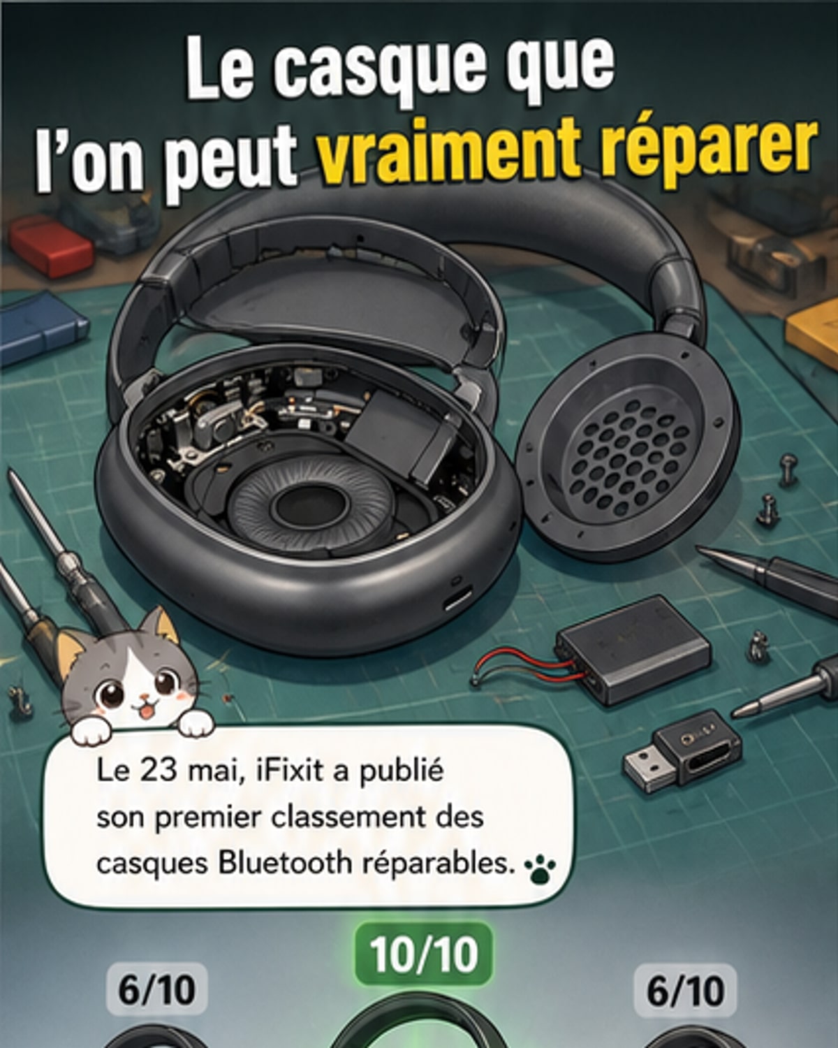 Un seul casque obtient 10/10 en réparabilité