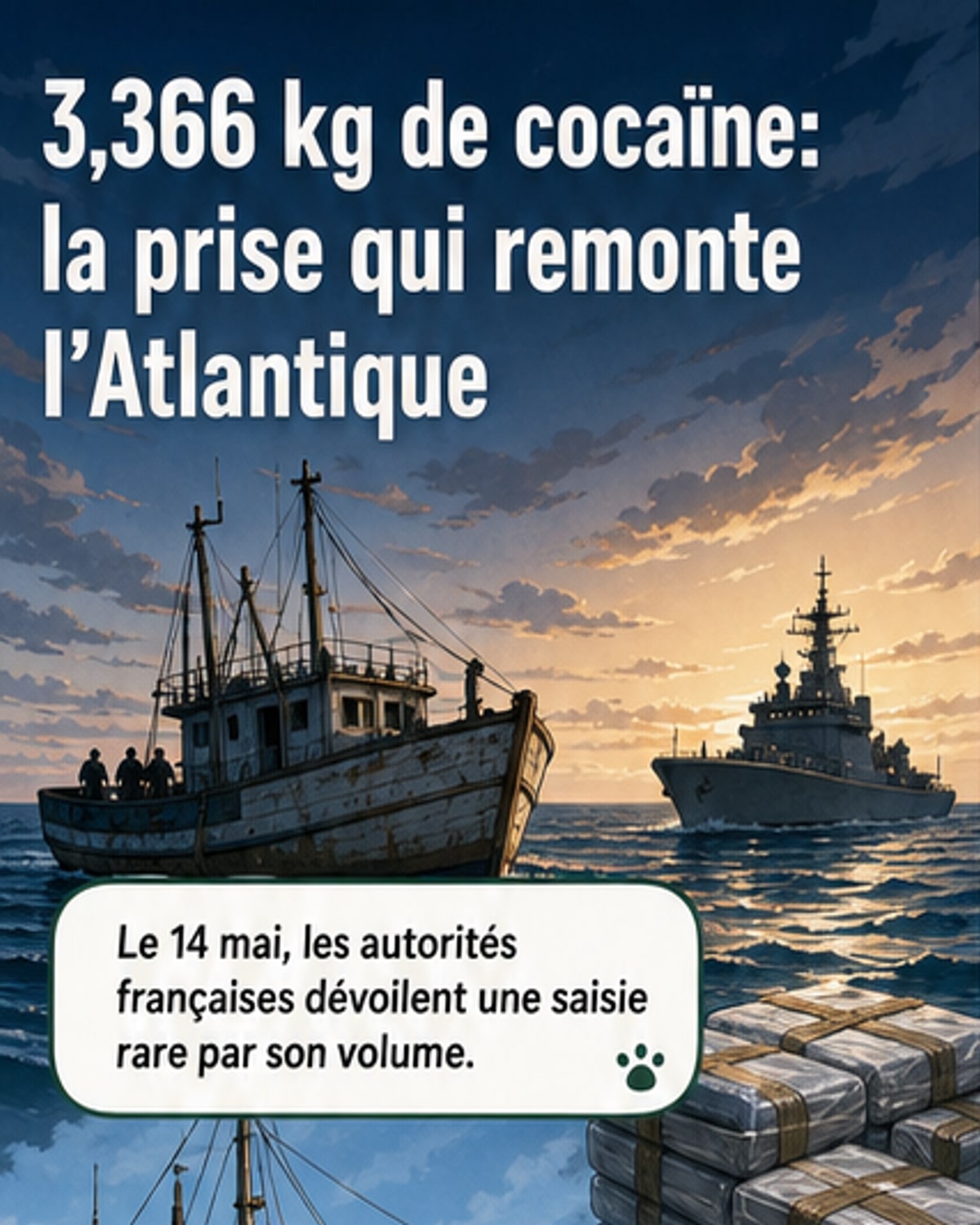 3,4 tonnes de cocaïne interceptées en Atlantique