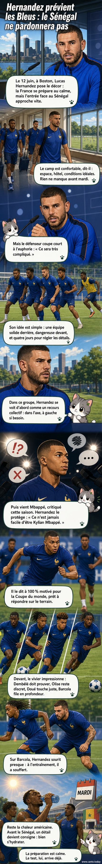 Lucas Hernandez en conférence de presse, parlant de la préparation des Bleus avant le match contre le Sénégal.