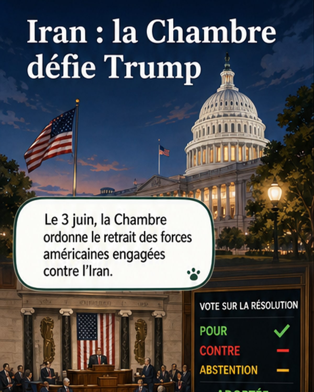 La Chambre vote le retrait d’Iran