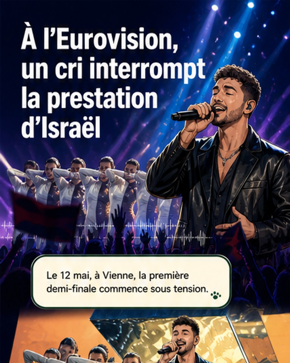 Cri de « Stop the genocide » pendant la prestation israélienne