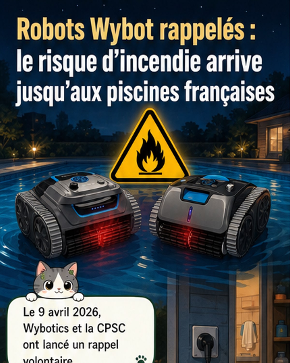 Des robots de piscine Wybot risquent de prendre feu