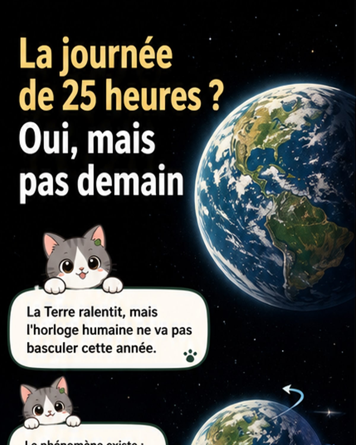 La Terre ralentit, jour de 25h ?