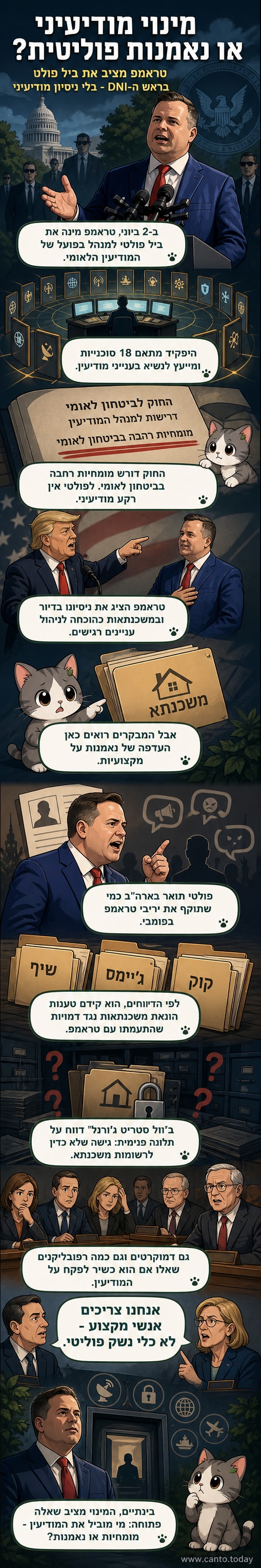 דונלד טראמפ וביל פולטי עומדים יחד, מאחורי שולחן עם דגל ארה"ב. פולטי לובש חליפה כהה, וטראמפ מחייך לצד него.