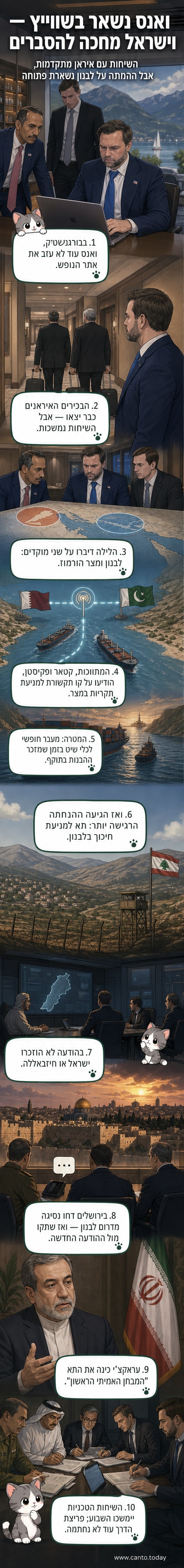 ג'יי די ואנס בשווייץ, מוקף מרצים. מימין, עבאס עראקצ'י עוזב את המקום. תמונת רקע של נוף אלפיני.