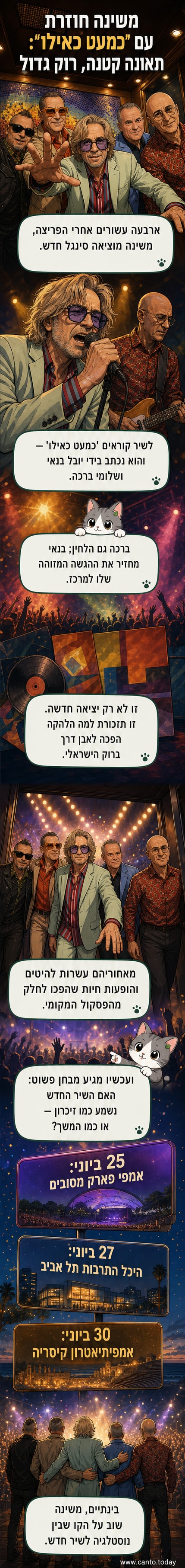 הלהקה משינה על הבמה, בהופעה עם אורות צבעוניים וקהל מריע
