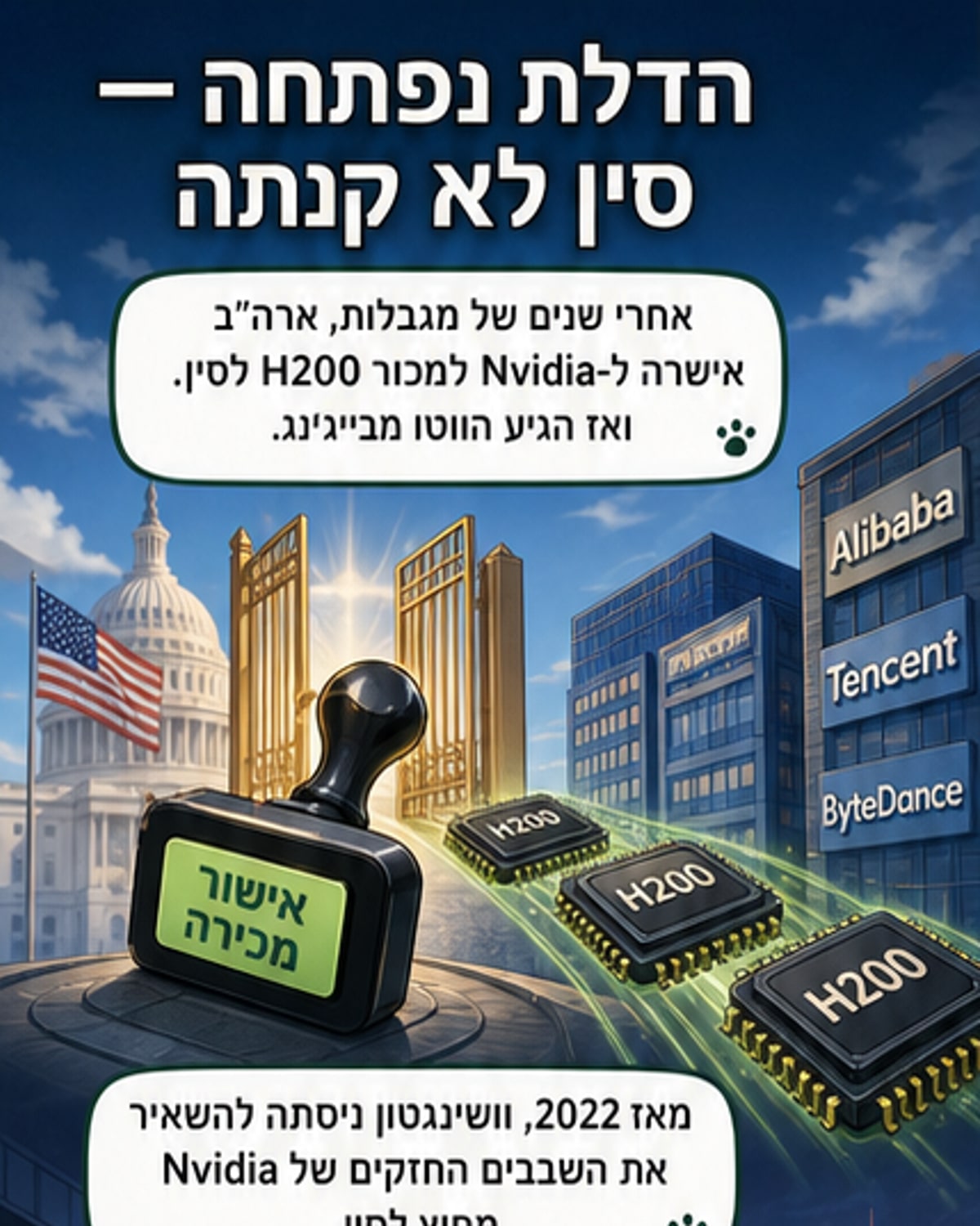 סין חוסמת רשמית את מכירת שבבי AI של Nvidia