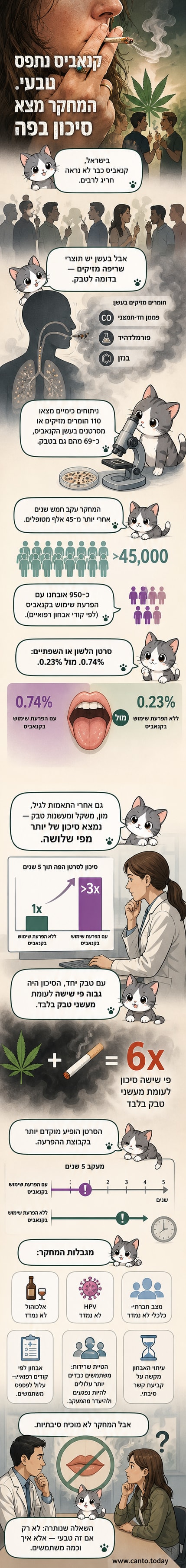 איור של אדם מעשן קנאביס, עם חתך של פה וריאה שמראים פגיעה בתאים всרף עשן.