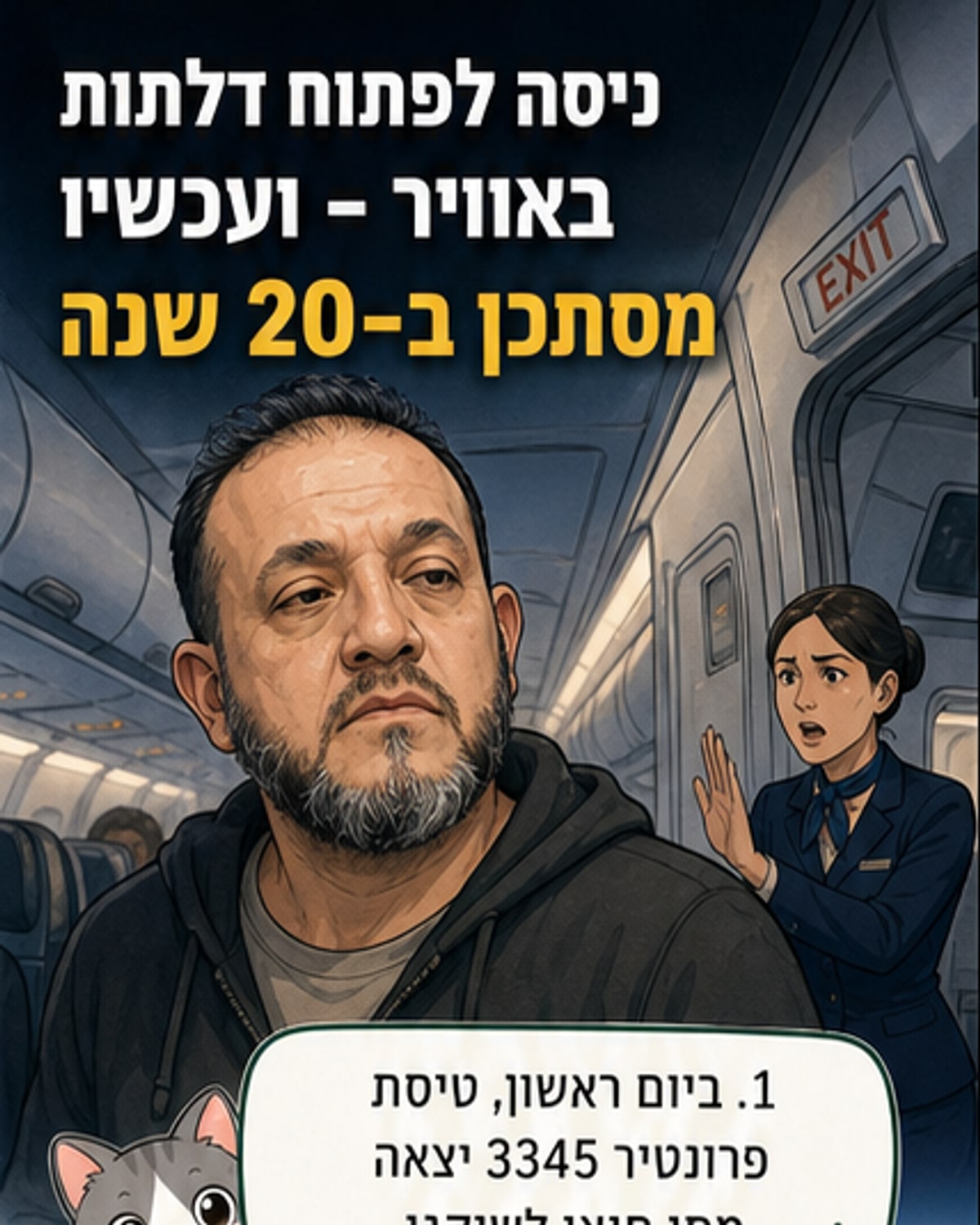 נוסע ניסה לפתוח את דלתות המטוס בטיסה