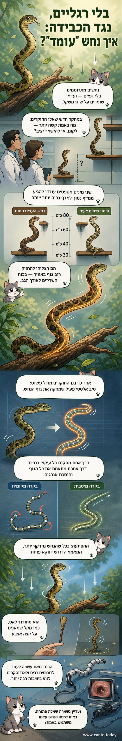 נחש חום מזדקף מעלה בגובה של כ-70 סנטימטר, גוף עקום בצורת S, מ filmed על רקע לבן.