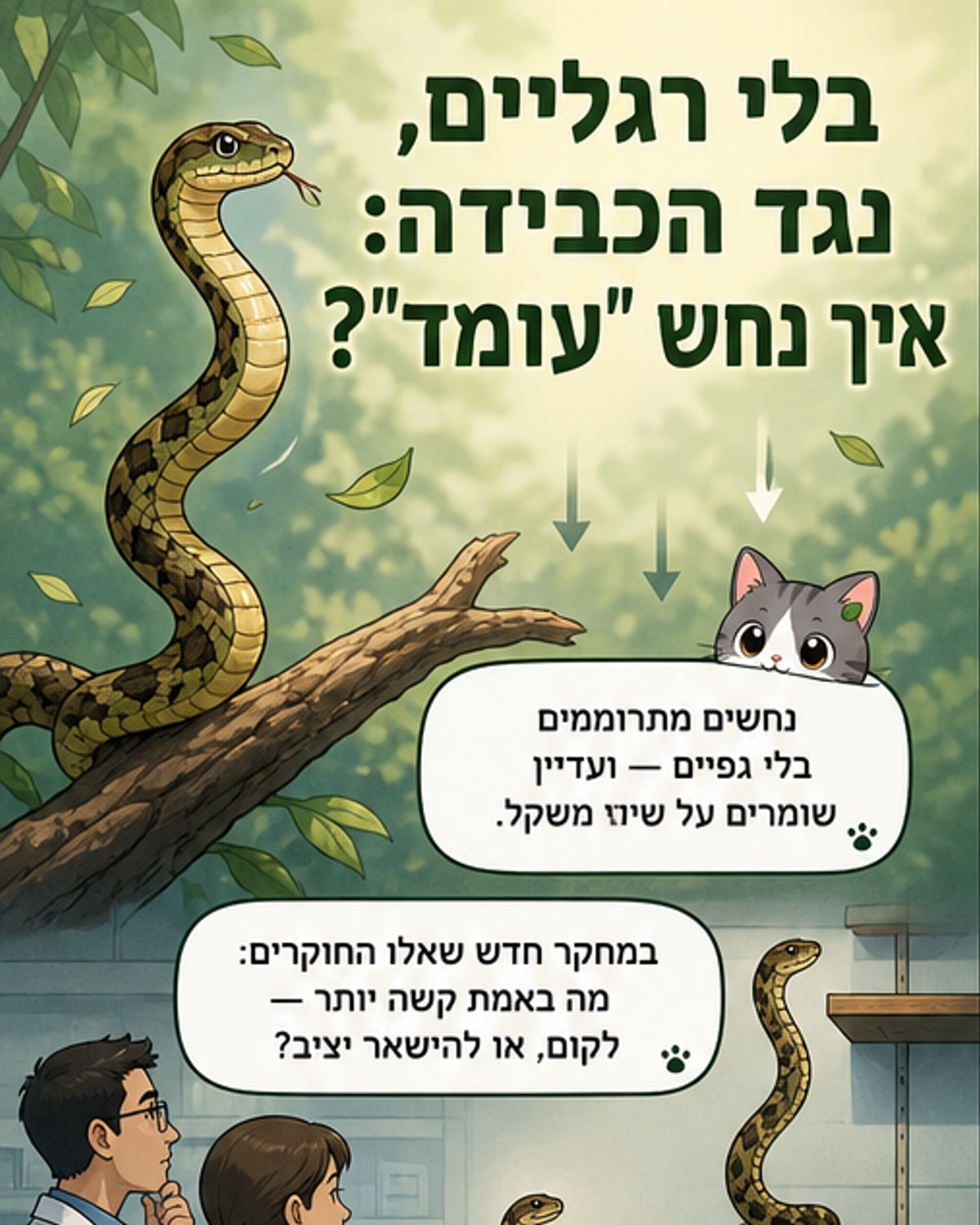 כיצד נחשים עומדים בלי רגליים?