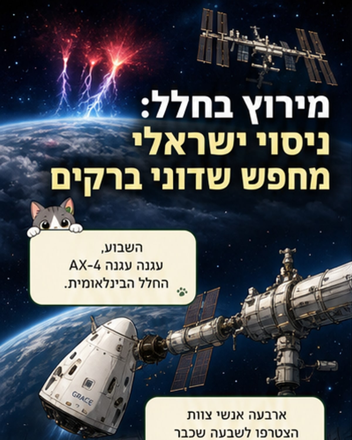 ניסוי ישראלי בחלל: שדוני ברקים בצילום ממוקד