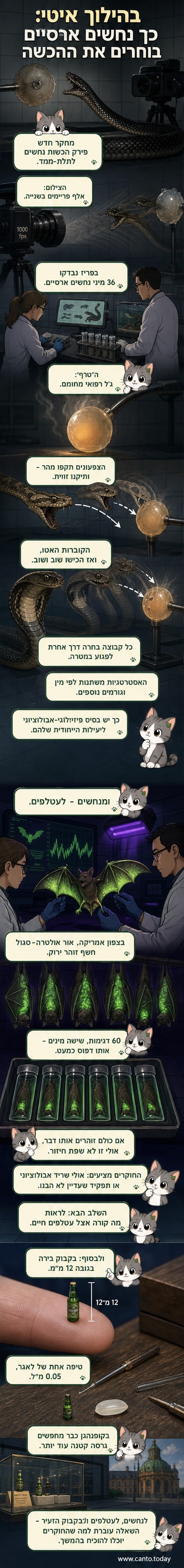 צילום איטי של נחש ארסי בהכשה, מתוך מחקר שבחן 36 מינים שונים.